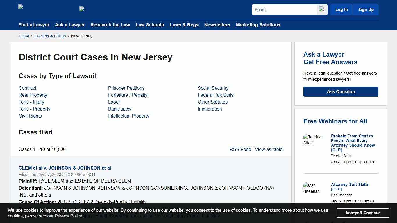 Cases, Dockets and Filings in New Jersey Justia Dockets & Filings